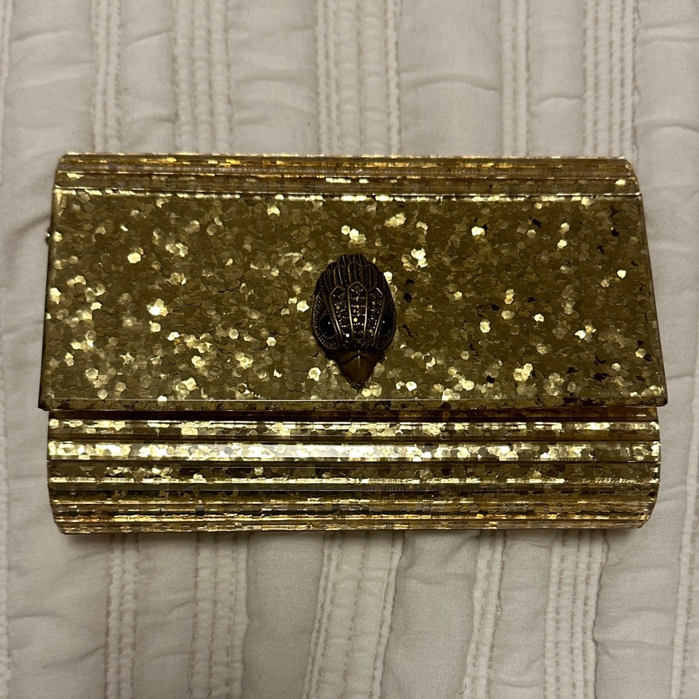 Kurt Geiger Gold Glitter Clutch